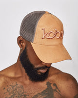 KOBO Suede Trucker Hat: Sienna Clay & Cocoa Mesh