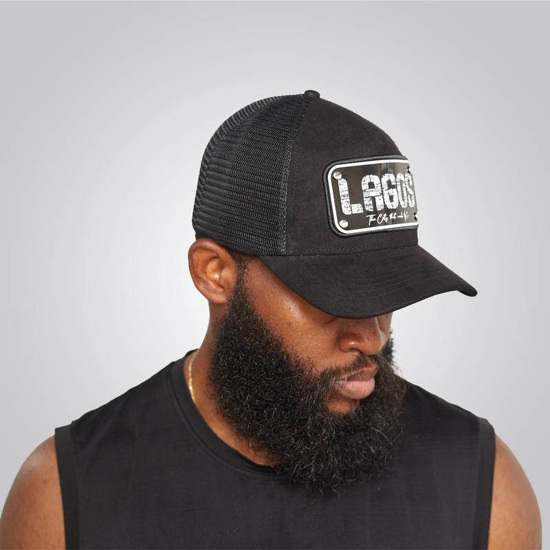 KOBO Metal Plate Trucker Hat: Lagos Midnight Black